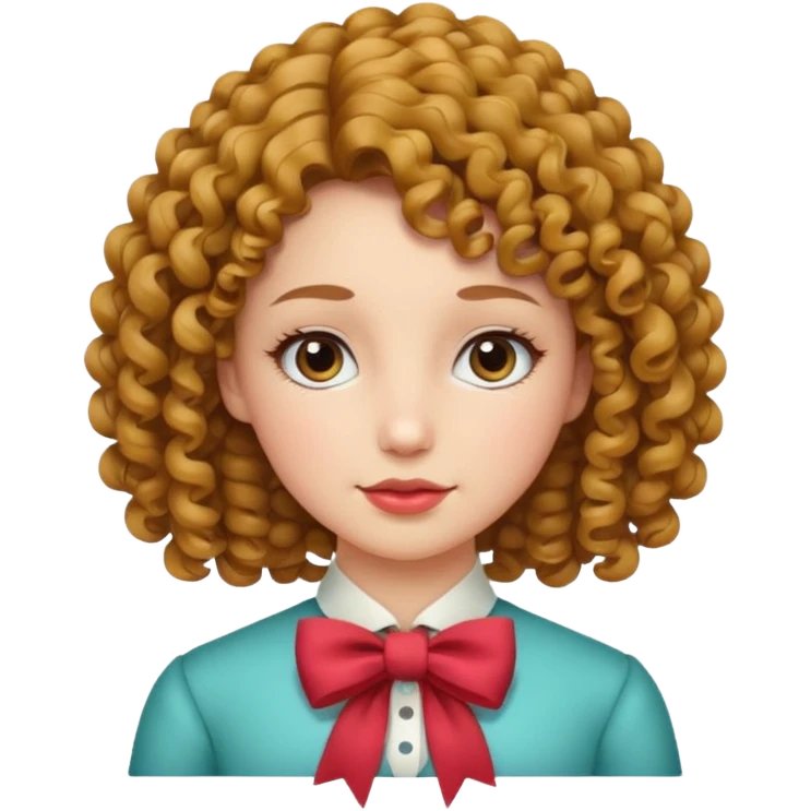 women with neckBow, curley hair style. emoji