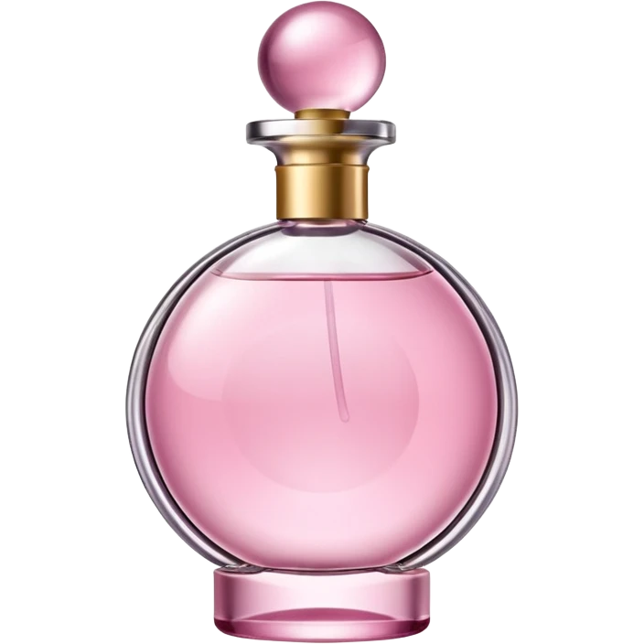 elegant glass perfume bottle, pink, minimal details, shiny highlights, no text emoji
