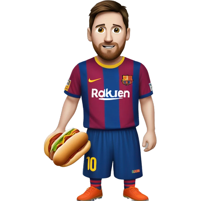 Messi with hotdog emoji