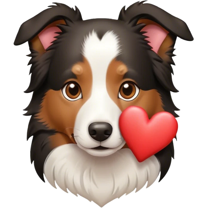 Bordie collie with heart emoji
