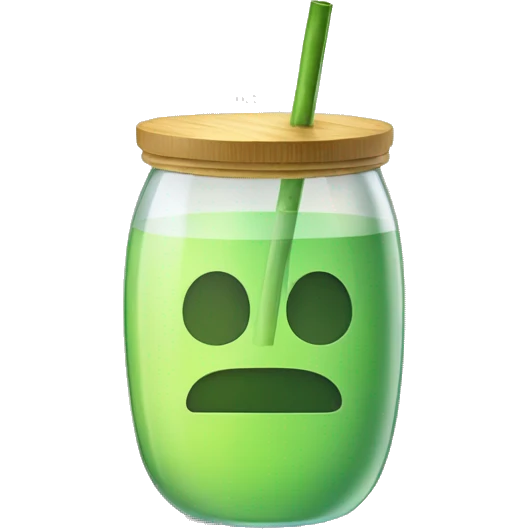 glass with bamboo lid and straw emoji
