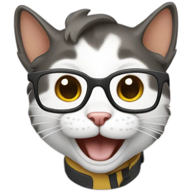 nerd cat laughting emoji