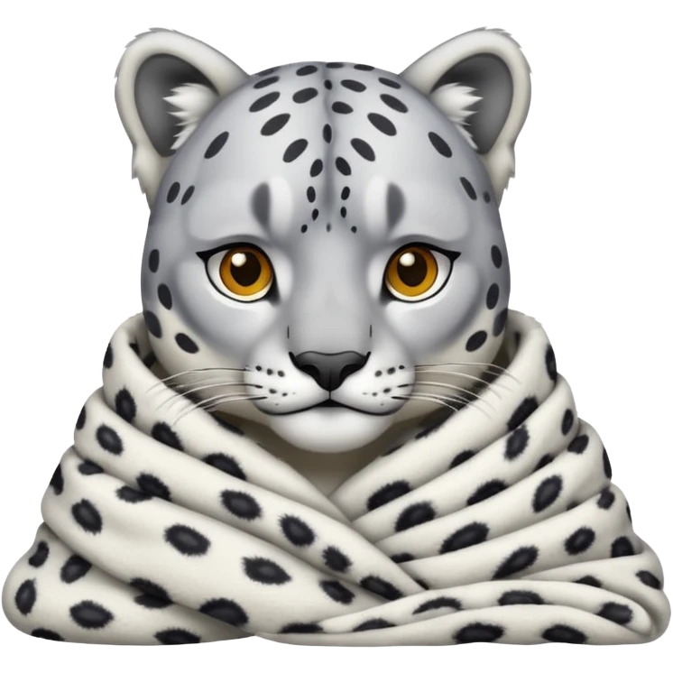 Shivering snow leopard in a blanket emoji