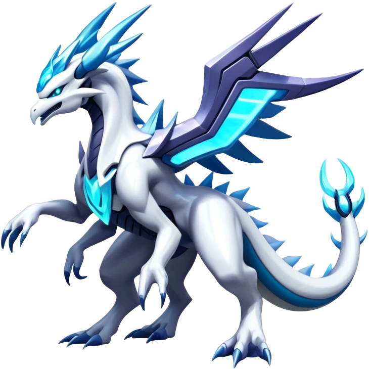 Futuristic Modern Epic Legendary Shiny Cyber-Suicune-Dialga-Reshiram-Creature, (full body) emoji