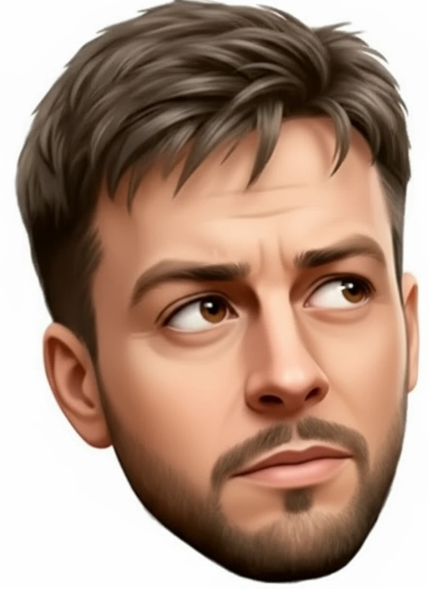 нарисуй точно такого же человека, с такой же эмоцией, но голова повернута в противоположную сторону emoji