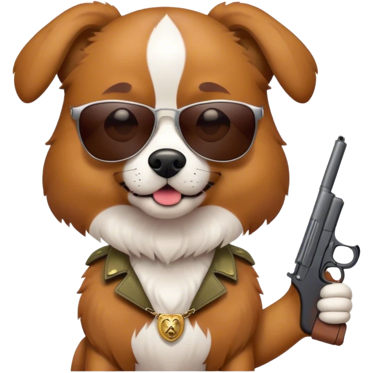 Dog with a gun and sunglasses  emoji