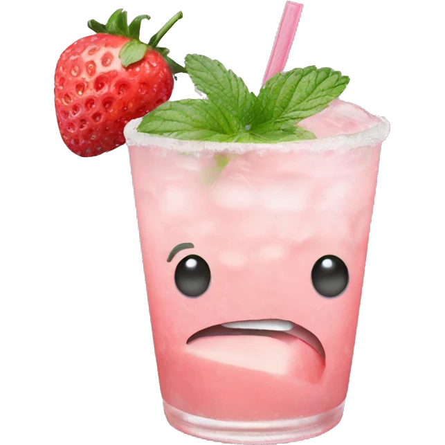 Pastel pink mojito strawberry  emoji