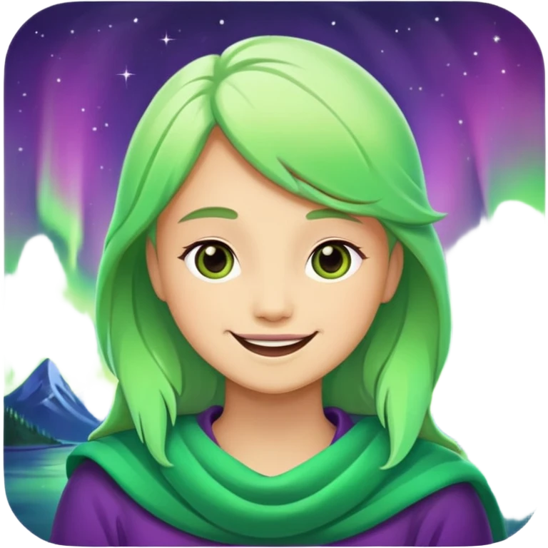 Northern lights with side smile emoji
