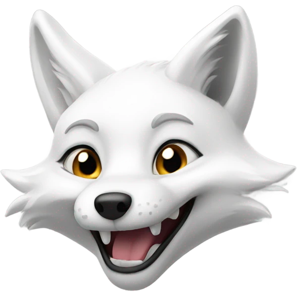 White fox with mischievous grin emoji