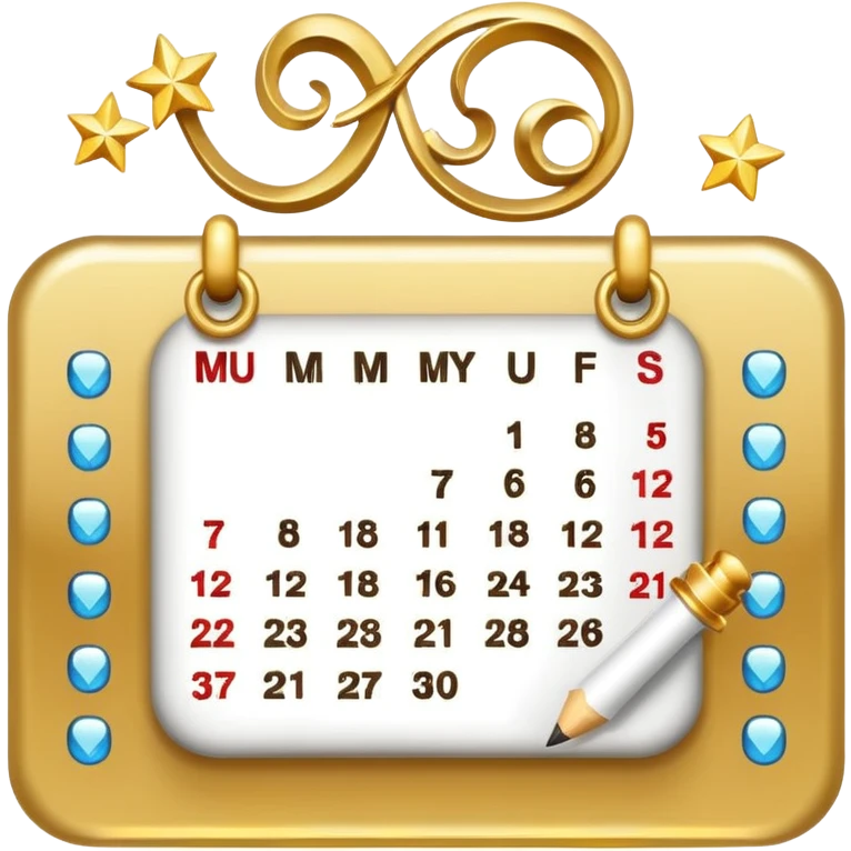 calendar with checkmark and sparkles, representing return emoji