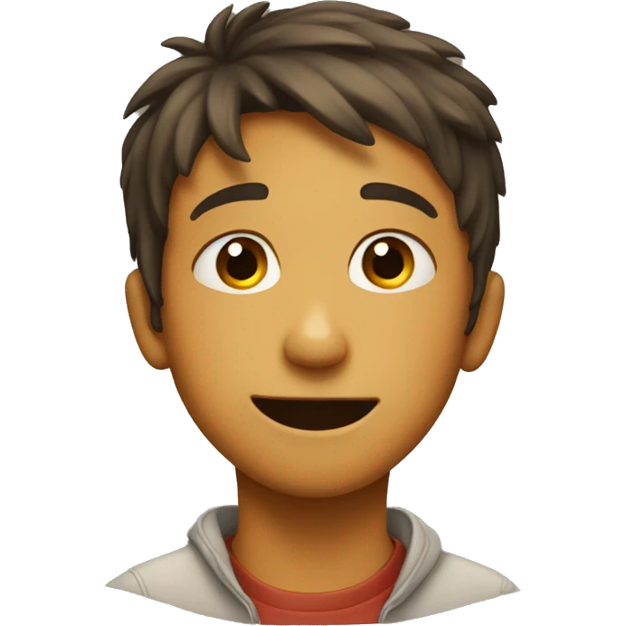 A boy gives a smile that hides his own sadness emoji