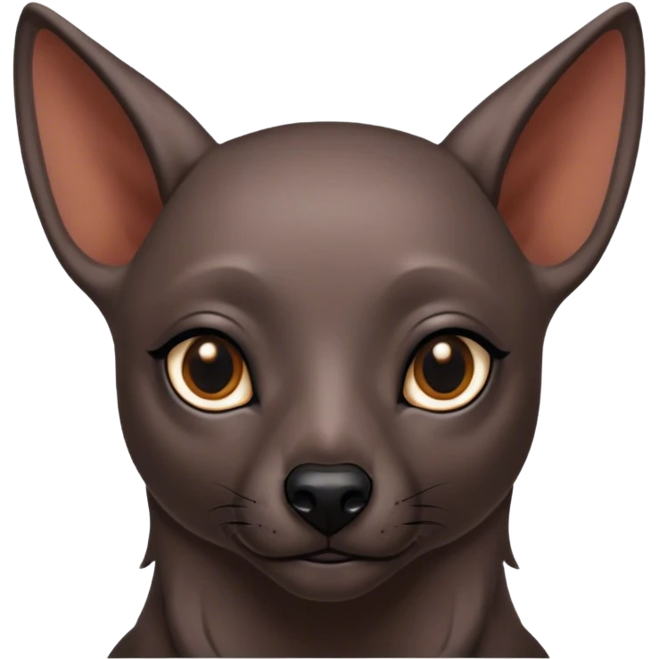 Cinematic Noble Xoloitzcuintle Portrait Emoji, Poised and regal, with a sleek, muscular build and smooth, hairless ebony skin accented by subtle wrinkles, deep-set soulful dark eyes, Simplified yet sharp and sophisticated features, highly detailed, glowing with a soft, dignified glow, high shine, intelligent and loyal, stylized with an air of ancient grace, focused and attentive, soft glowing outline, capturing the essence of a watchful and confident guardian, so majestic it feels as though it could stride out of the screen with effortless authority! emoji