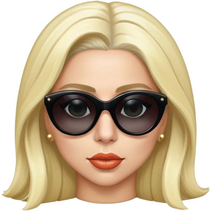 Lady Gaga with iconic blonde hair and sunglasses emoji