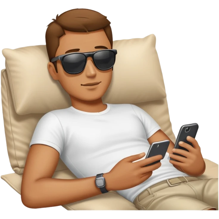 Guy laying down watching one smartphone emoji