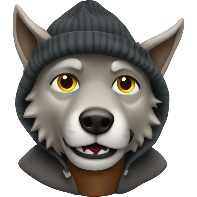 werewolf with a beanie drinking a coffee to go  emoji