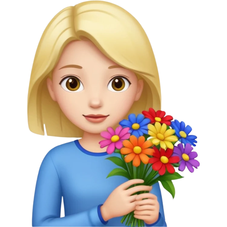 Girl holding flowers  emoji