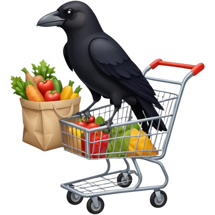 crogwry cart full of groceries in a comic book style emoji