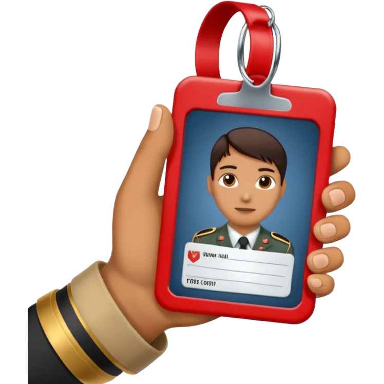 военный билет в руке крассный без человека, просто рука и в ней билет  emoji