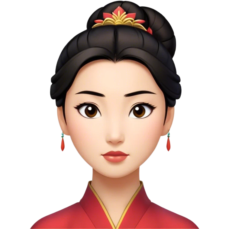 Cinematic Realistic Serene Mulan Portrait, showing Mulan (chest and above) with radiant, smooth skin and delicately detailed dark hair swept back in a neat bun. Her gentle, reflective expression is captured with soft natural lighting that highlights the nuanced textures of her features and traditional attire in muted hues. The composition glows with an inviting, natural radiance and subtle shadows, evoking a calm and introspective mood that speaks of quiet strength and enduring beauty. emoji