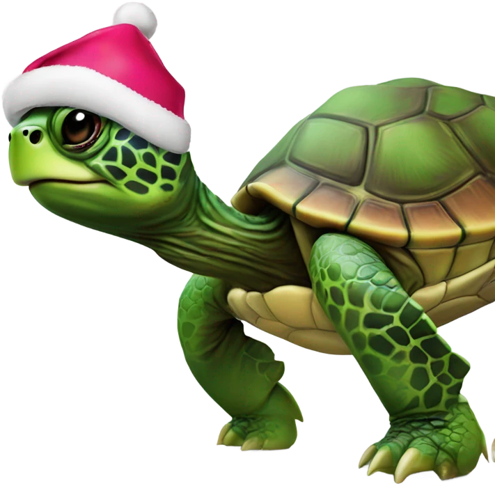 Turtle with Christmas hat and jordan 4 orchid emoji