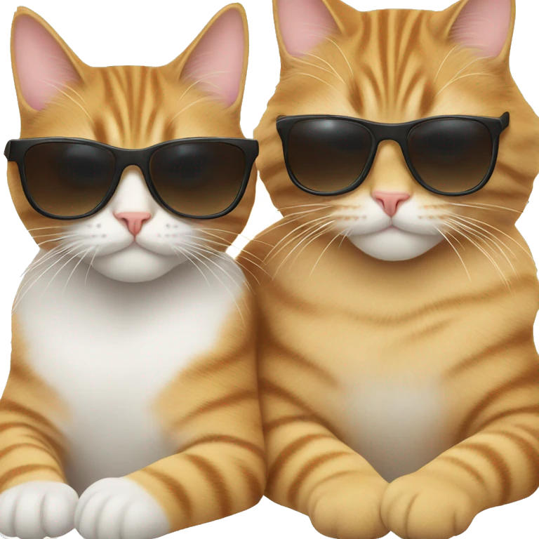 two cats wearing sunglasses relaxing emoji