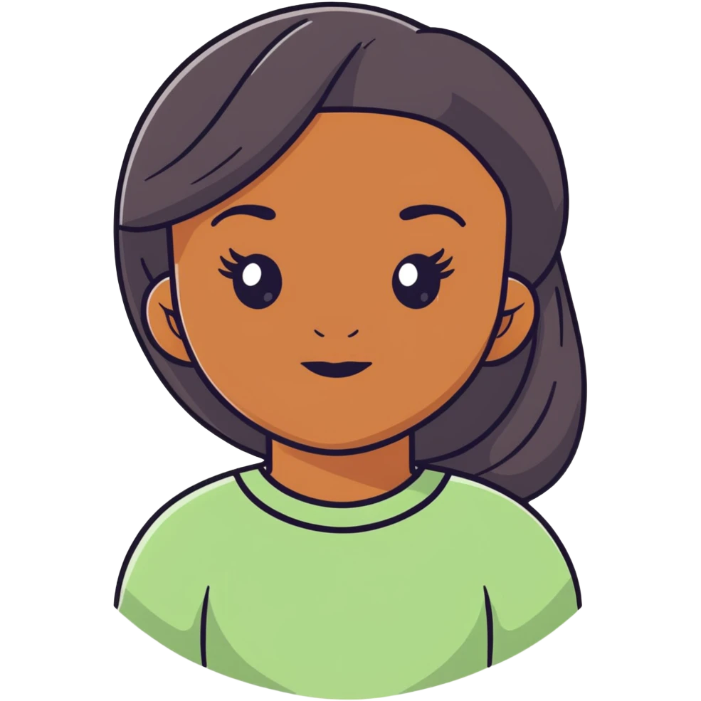 Black girl with fair skin, round face, and straight hair emoji