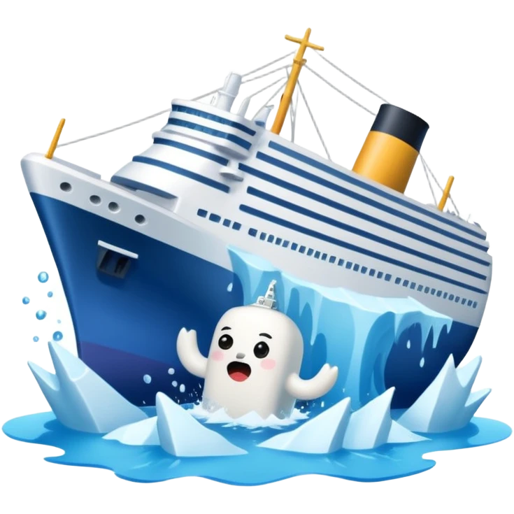 kawaii titainic crashing into an iceberg emoji