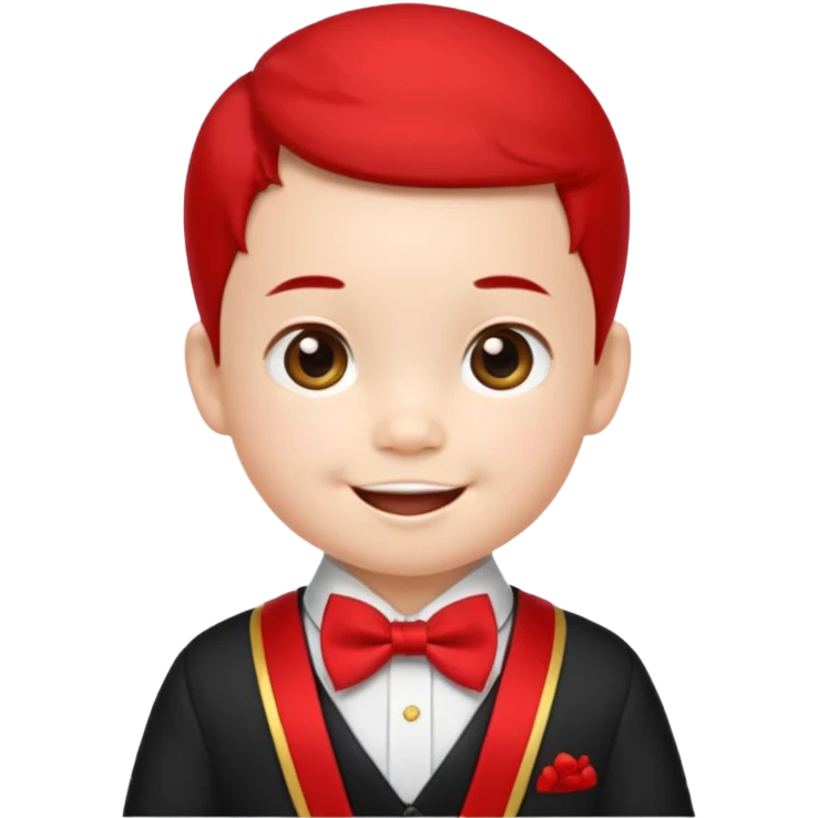 baby guy, wearing chinese royal ancient custome, red bow tie emoji