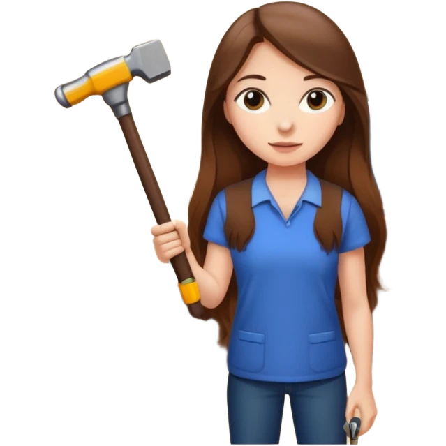 beautiful girl with long brown hair constructing new lounge room area with flat screen tv and couch emoji