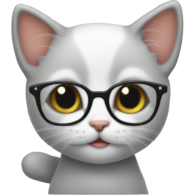 cute kitten with glasses emoji