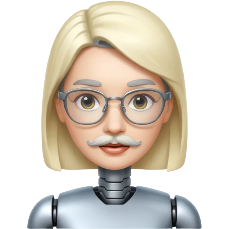 robotic woman with glasses mustache  emoji