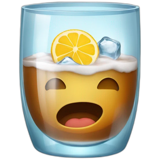 vaso de ron con hielo, agarrando con la mano izquierda emoji