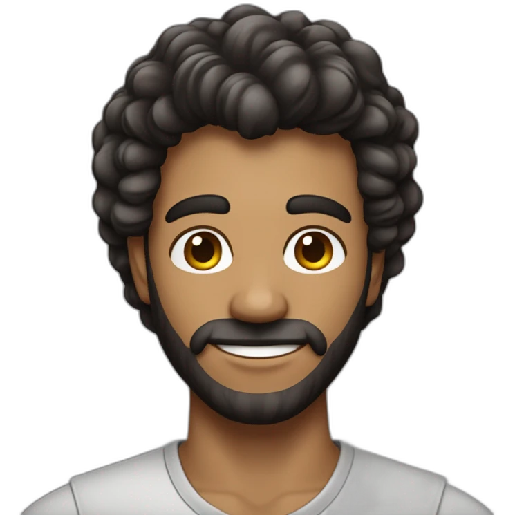 Homem moreno de cabelo escuro que produz conteúdo para interent emoji