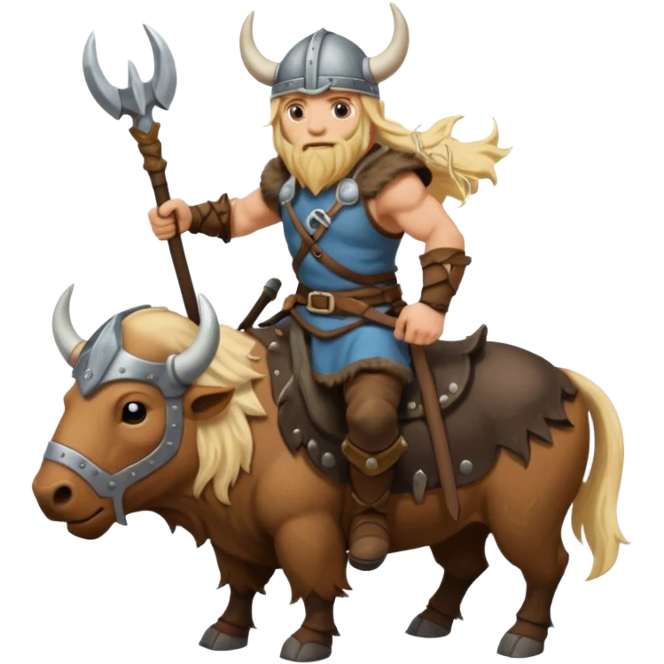 Viking riding a buffalo emoji