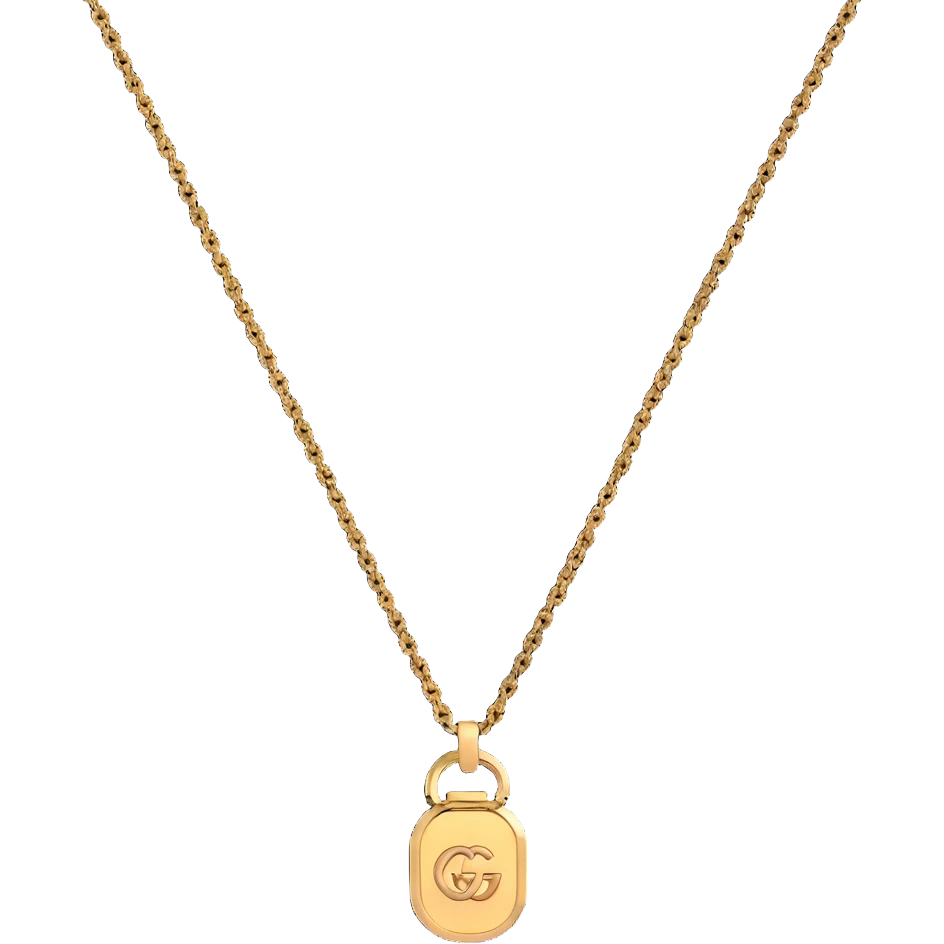 luxury gold Gucci chain necklace with pendant emoji