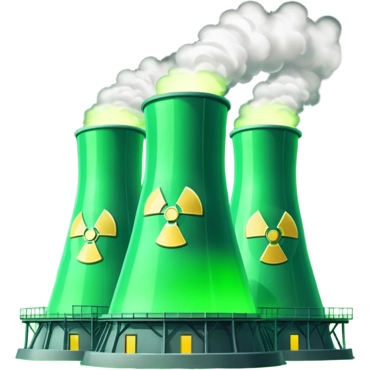 nuclear power plant with a green radioactive glow, realistic, option 7 emoji