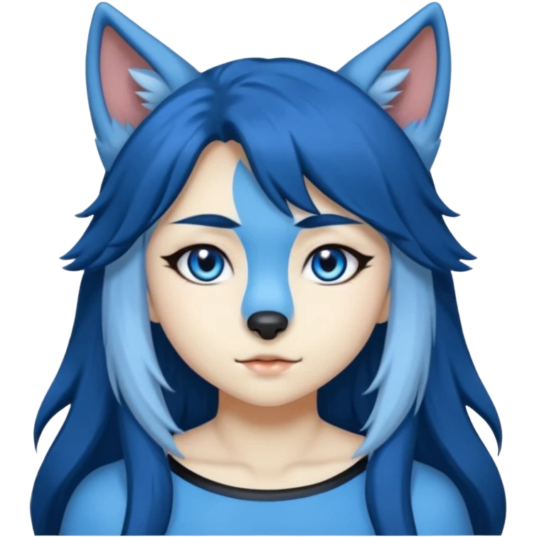 Blue colored wolf girl🐺  emoji