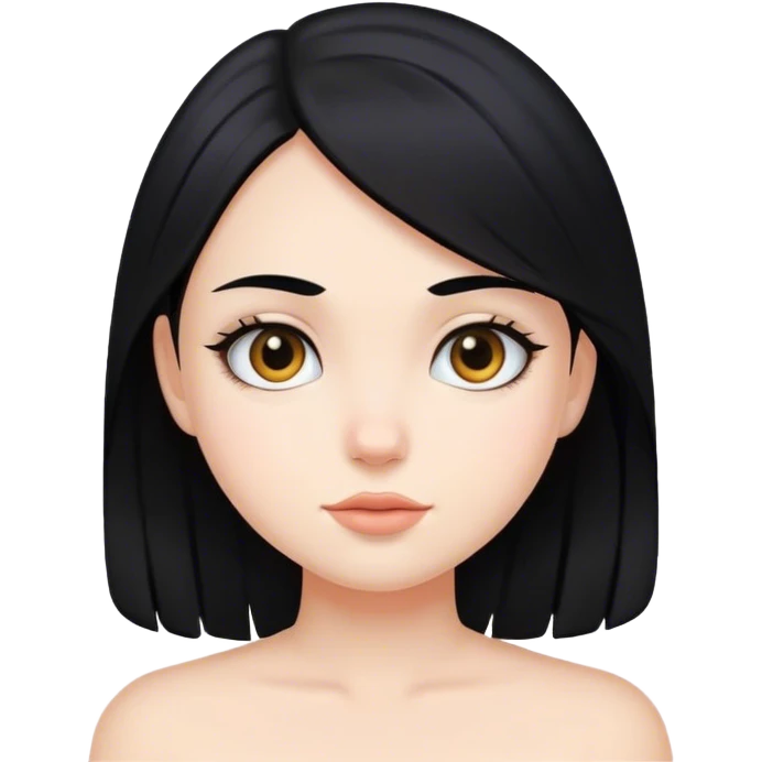 Chica blanca, cabello color negro clean emoji