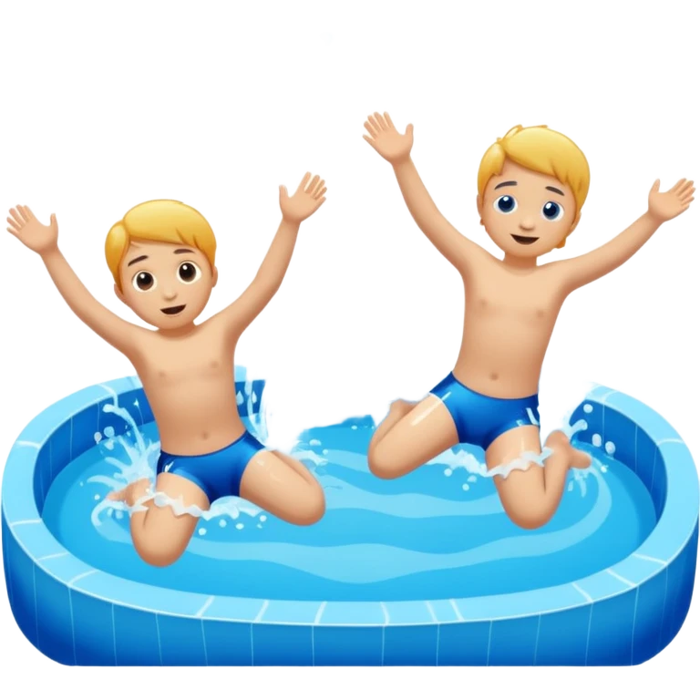 Kids doing a belly flop in to a pool full of water. Show the pool emoji