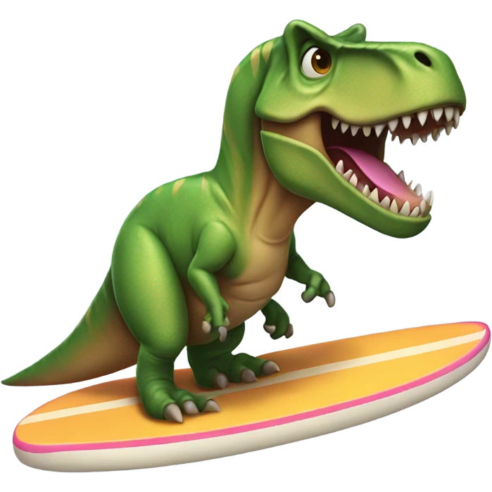 T-Rex on surfboard emoji