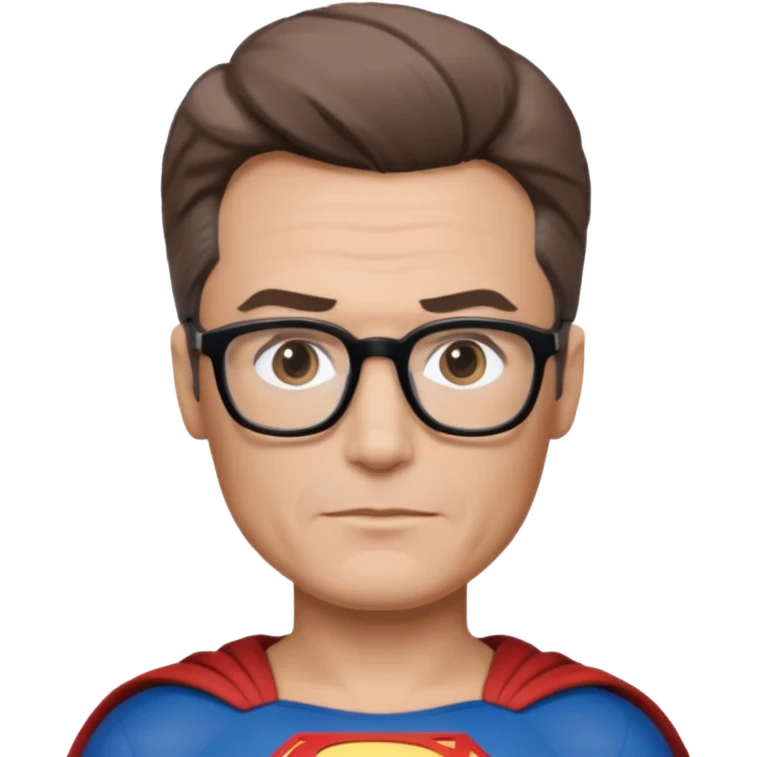 Make me a superman emoji with black glasses, light brown hair and slightly graying emoji