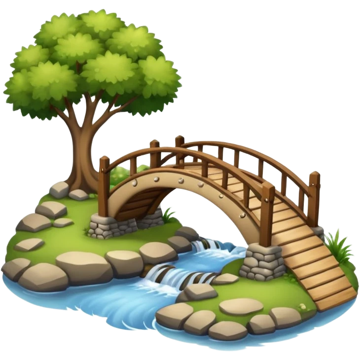 Small park bridge over a water stream emoji
