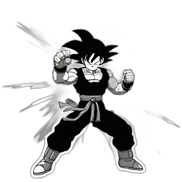 Goku doing a kamehameha in black and white emoji