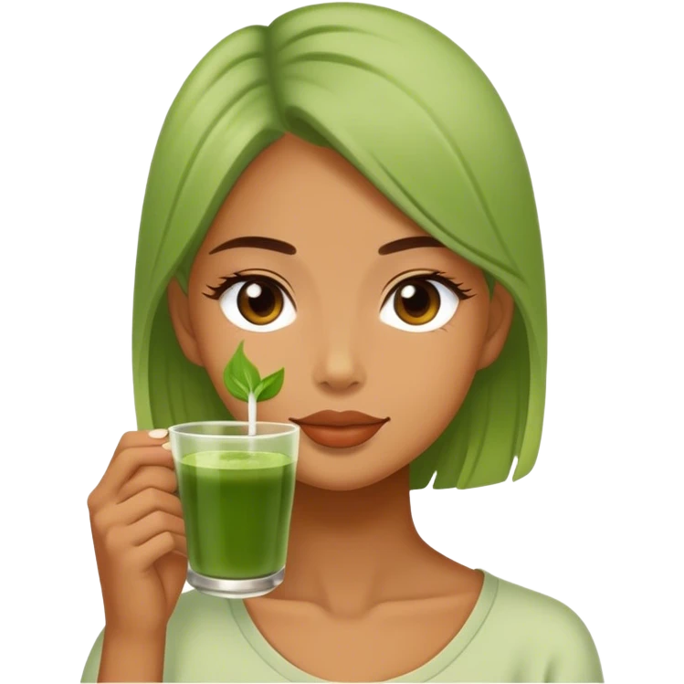 mujer tomando matcha emoji