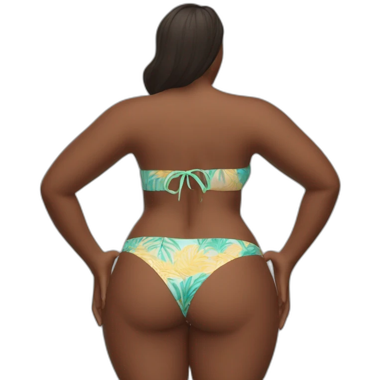 Detailed Slim-thicc Caucasian woman bikini pose (behind view) emoji