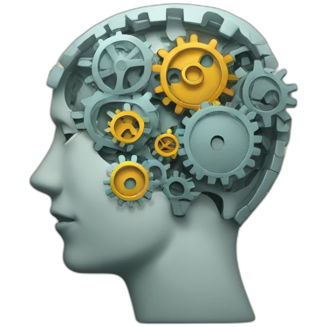 thinking head with gears in the head emoji