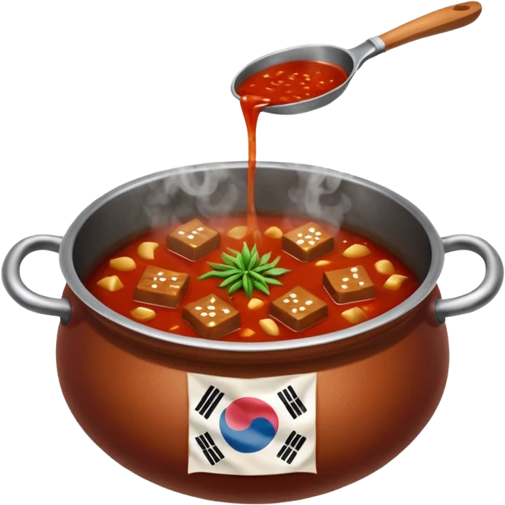 Korean Dakbokkeumtang in a Korean pot Twitter emoji style emoji