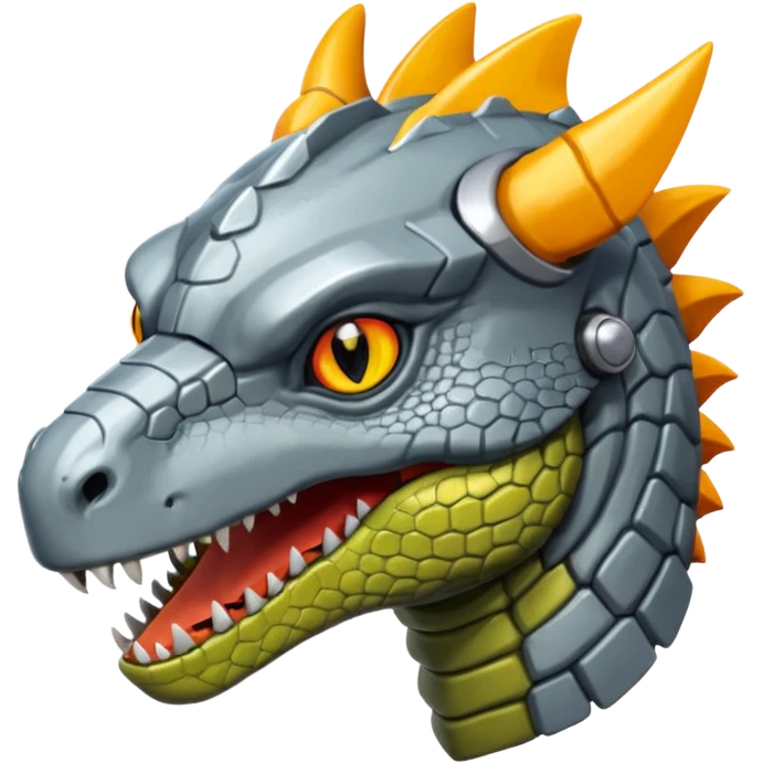  Cool Edgy Shiny Futuristic Greymon-Reptile full body emoji