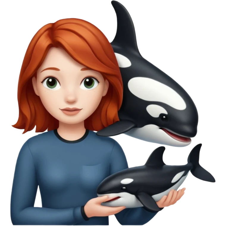 Red head holding an orca emoji