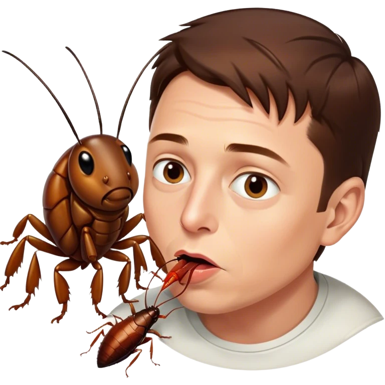 a cockroach kissing elon musk emoji